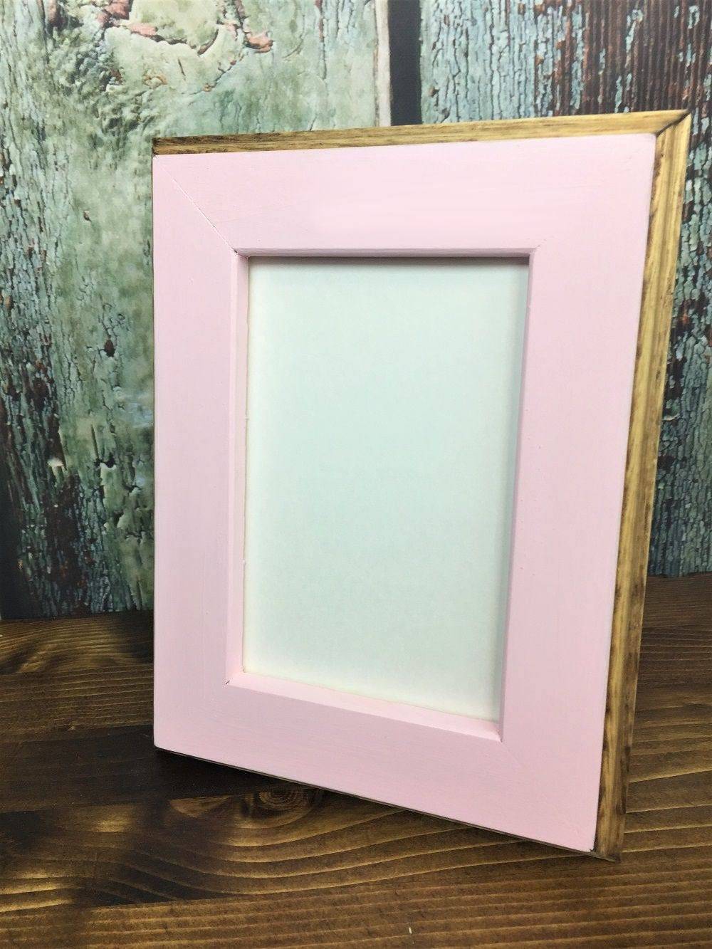 Wooden picture frames Etsy Pink Wooden Picture 5x7 With Routed Edges Photo Frame