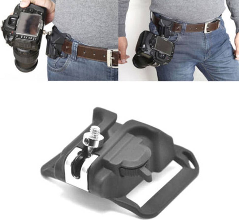 Black Camera Belt Metal Buckles Plastic Clip System