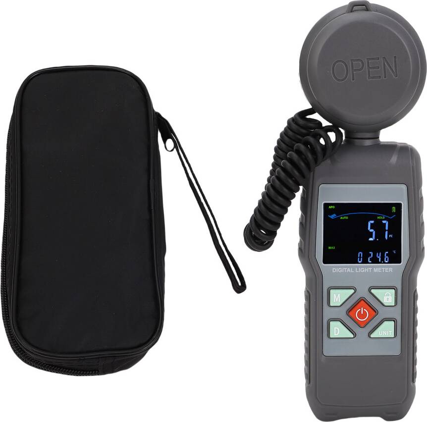 Digital Light Meter 200000LX 360 Rotatable Sensor Temperature