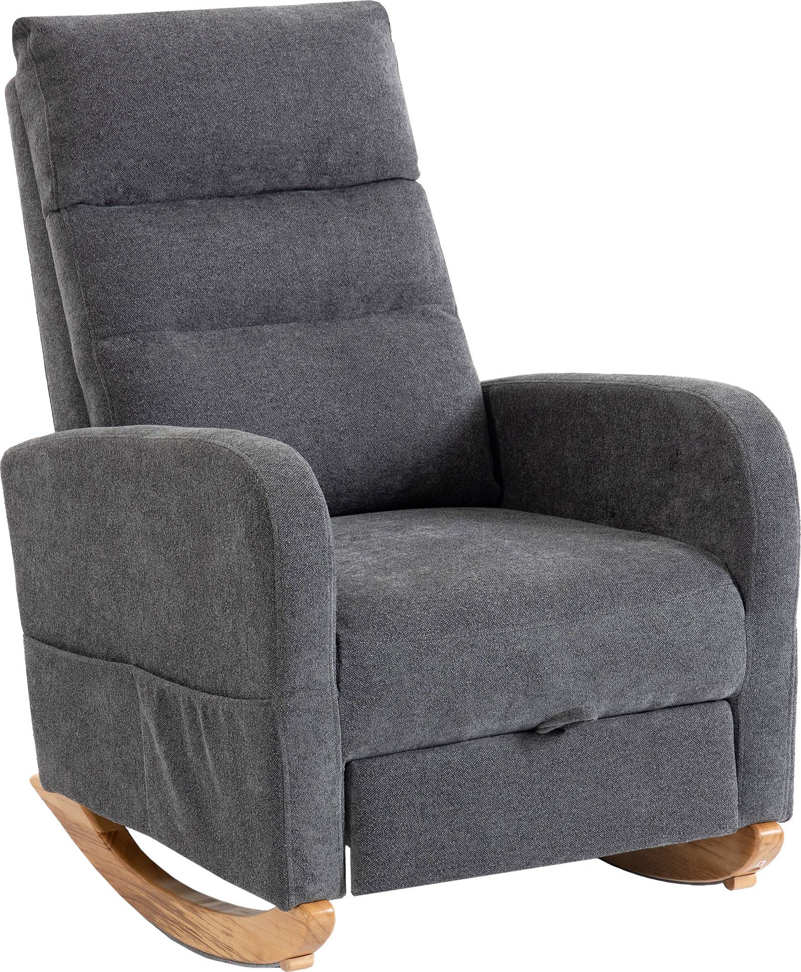 Homcom Upholstered Retractable Footrest Rocking Chair