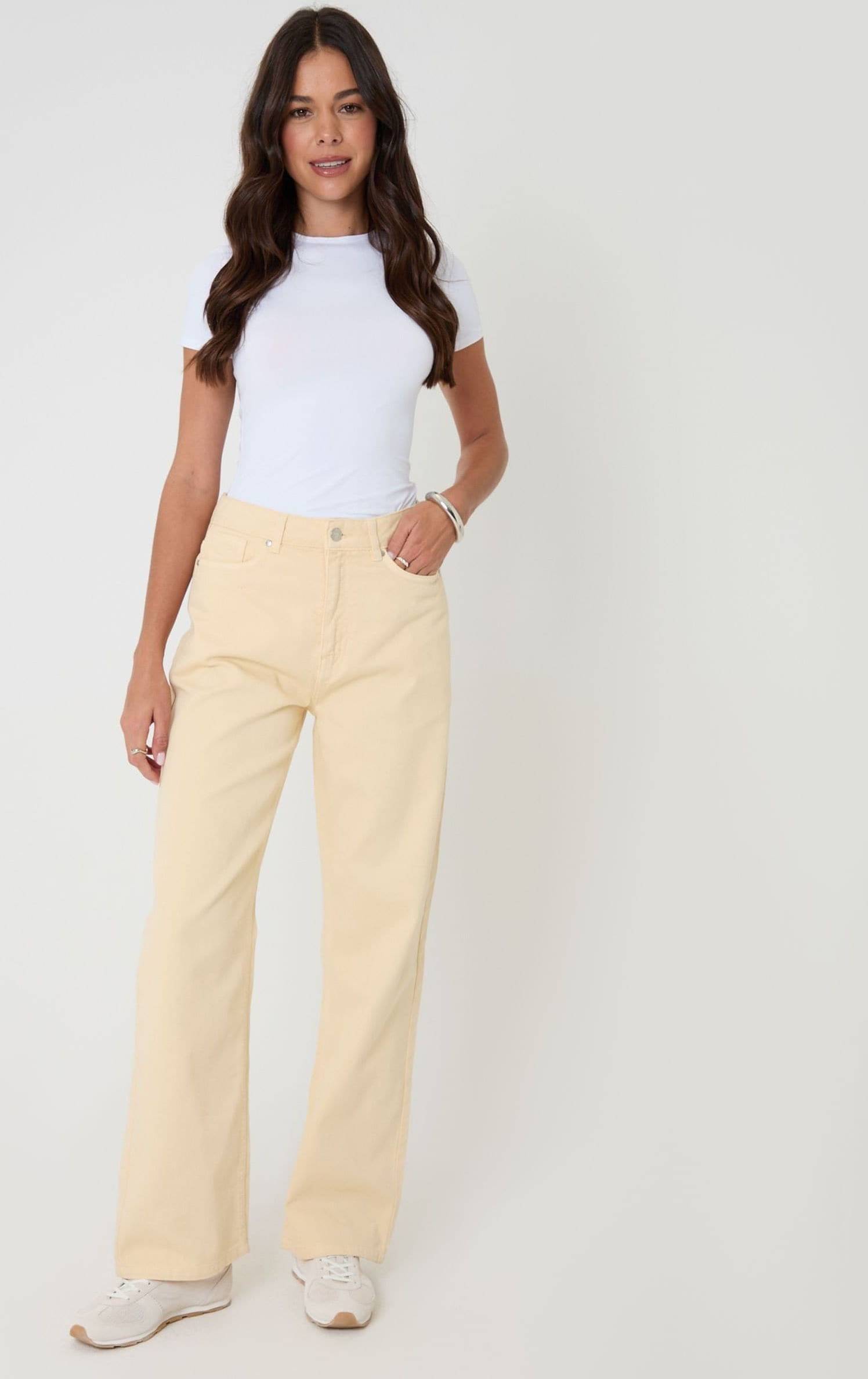 Threadbare Ljusgula Jeans Med Raka Ben