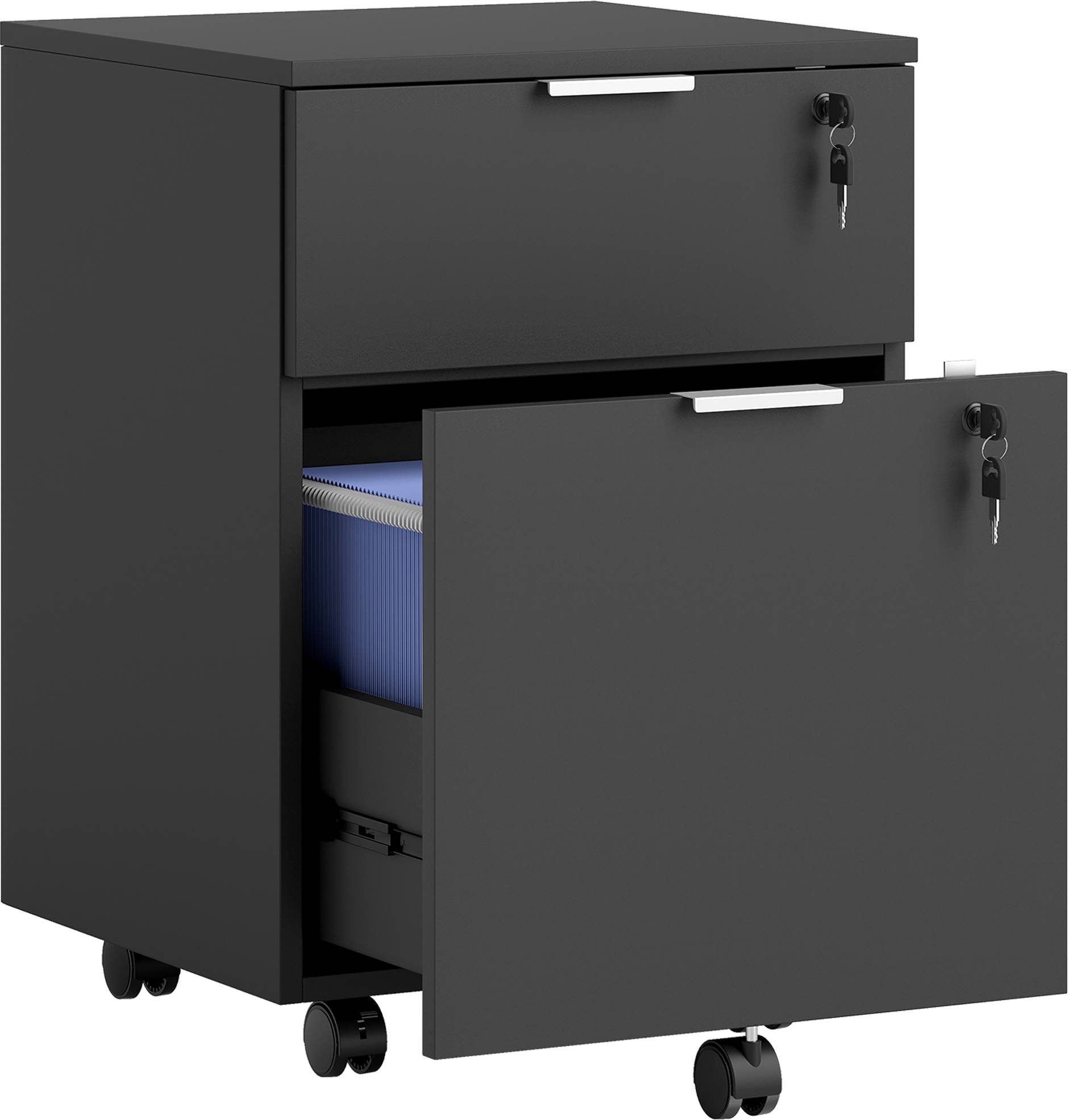 Homcom Two-Drawer Lockable Filing Black Storage Cabinet