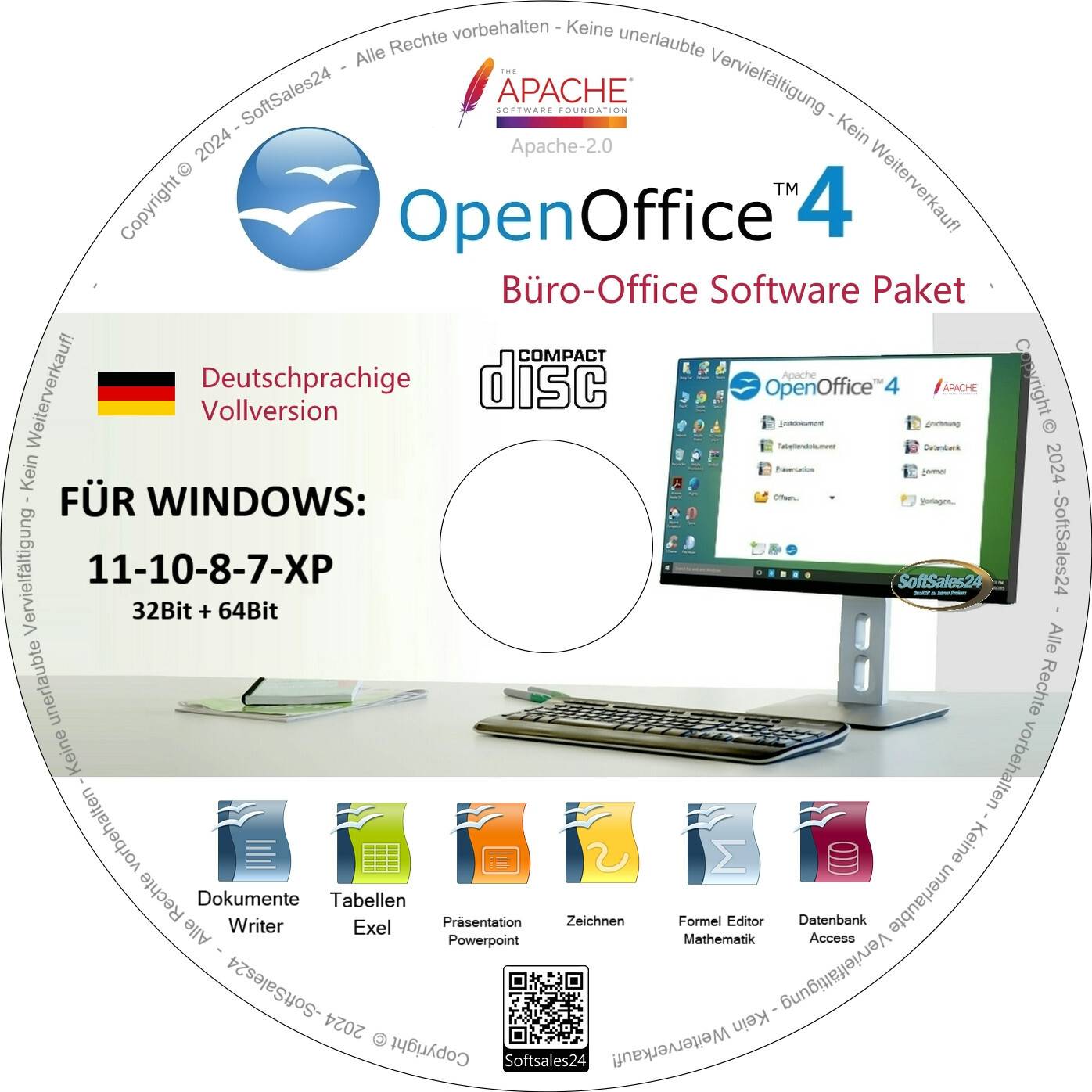 Apache Office Software Paket Text Schreib Programm CD