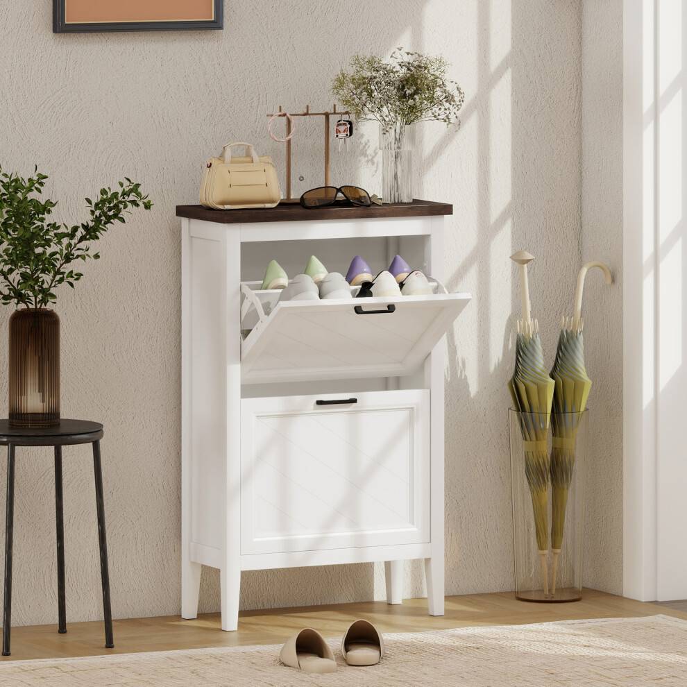 Homcom Narrow Cabinet White Shoe Rack