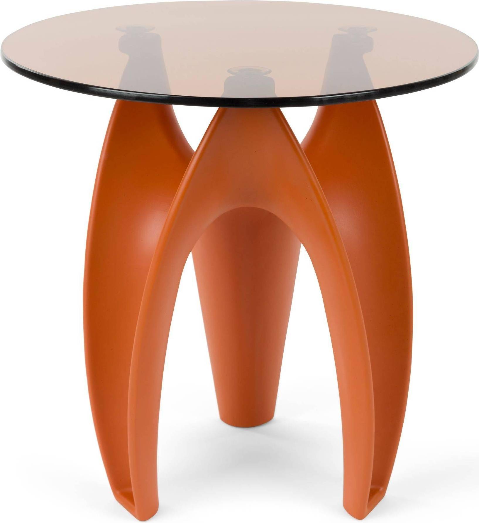 Hactua Sidebord Rund Ravfarvet Røget Glas Polyresin