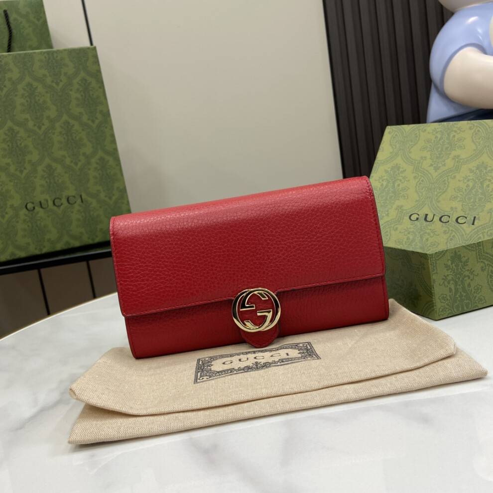 Gucci Red Embossed Card Case