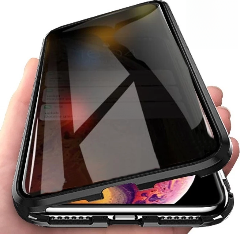 Iphone 15 e Magnetic Tempered Glass Privacy Metal Case