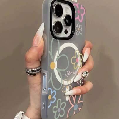 Shein Spring Flower Pattern Jelly 2-In-1 Magnetic Phone Case