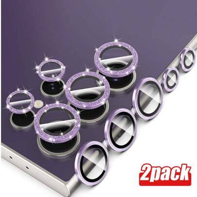 Shein 2pcs Lens Protector Set Purple Rhinestone Spiral Lens Sticker
