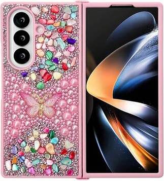Shein Pearl Butterfly Rhinestone Hard Shell Phone Case