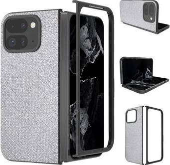Google Pixel 9 Pro Fold Rhinestone Texture Hybrid Case Silver
