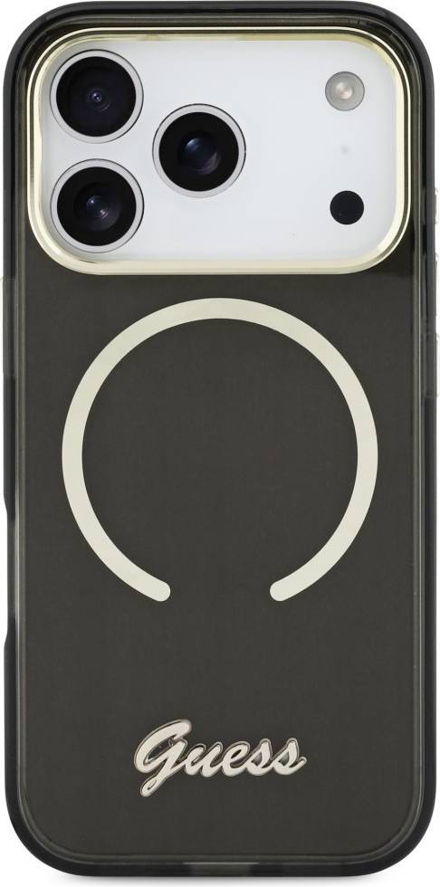 Guess IML Script Metal MagSafe Etui iPhone 17 Pro Sort