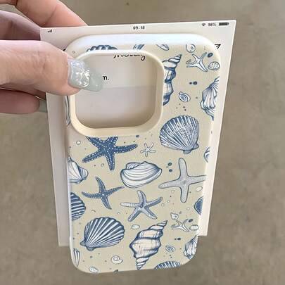 Shein White Seashell Creature Pattern TPU Phone Case