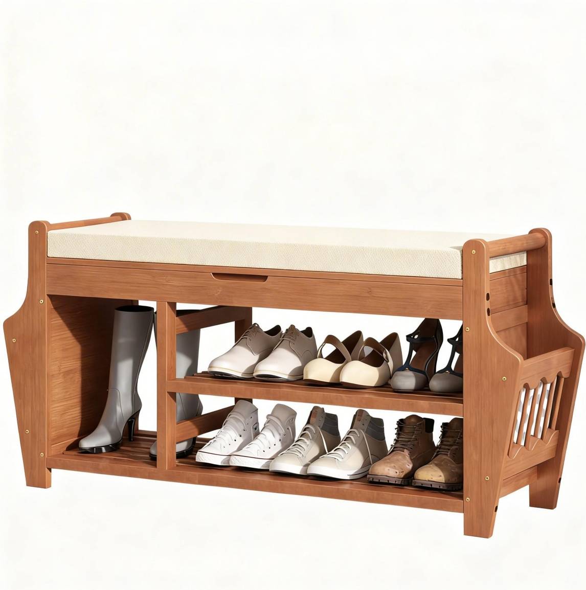 3 tier shoe bench YIGII Bench 3 Tier Entryway Storage Shoe Rack