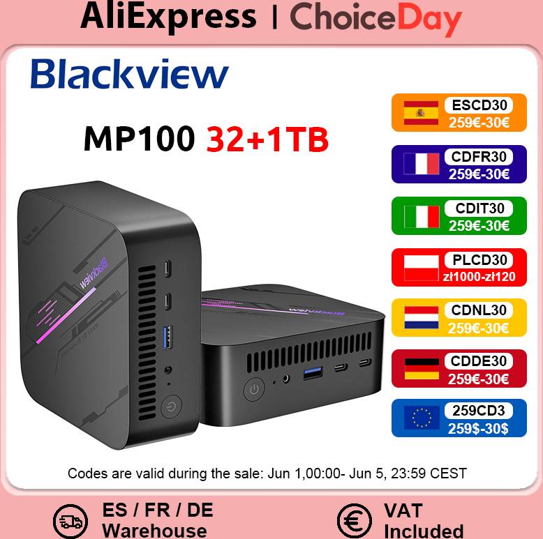 Blackview MP100 Mini-PC AMD R7 5700U 8-Core 16-Thread