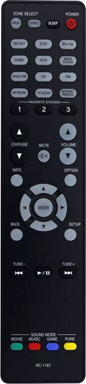 Replacement Remote Control RC-1167 for AV Receiver