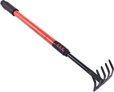 AmTech Telescopic Hand Rake Extendable Garden Grass Leaf 90Cm