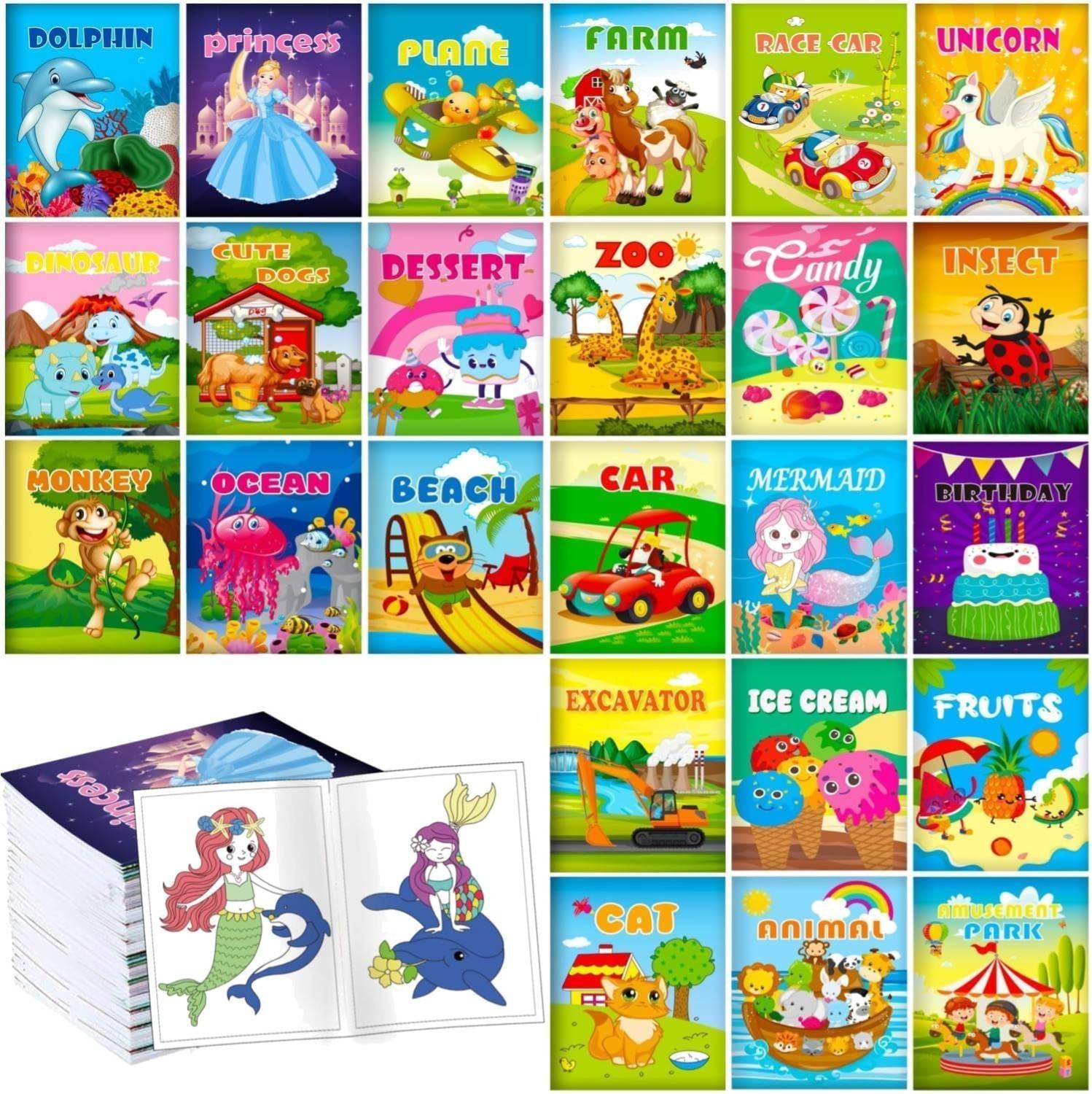 24 Mini Colouring Books