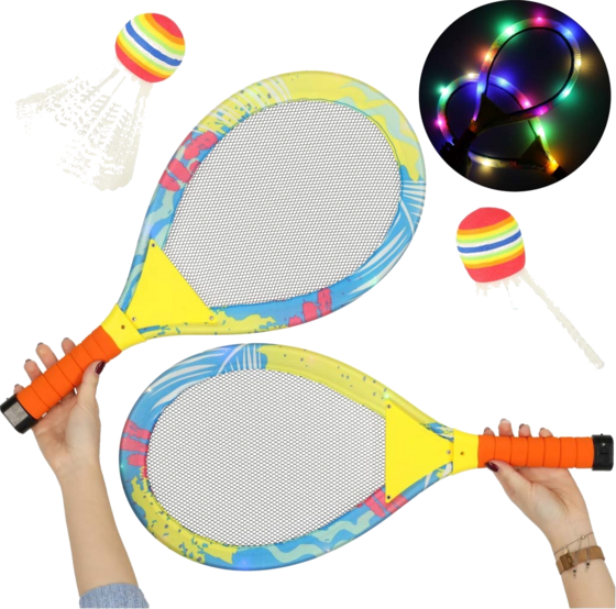 B2X Led Light-Up Tennis Badminton Rackets Set