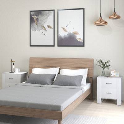 Homcom 2 Drawer Boxy Set Bedside Table 2pcs