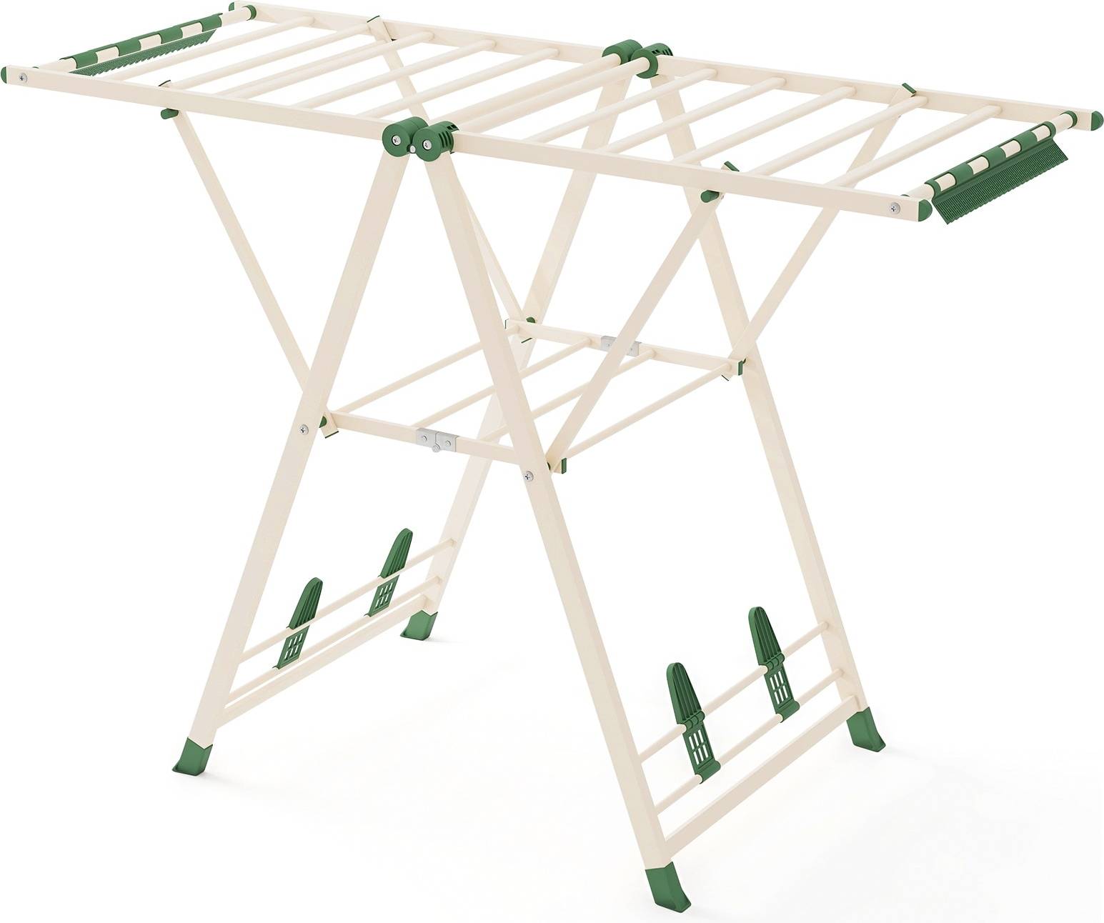 Foldable clothes drying rack SlickBlue Foldable Metal Clothes Drying Rack Adjustable Wings 16 Drying Rails - White/Beige
