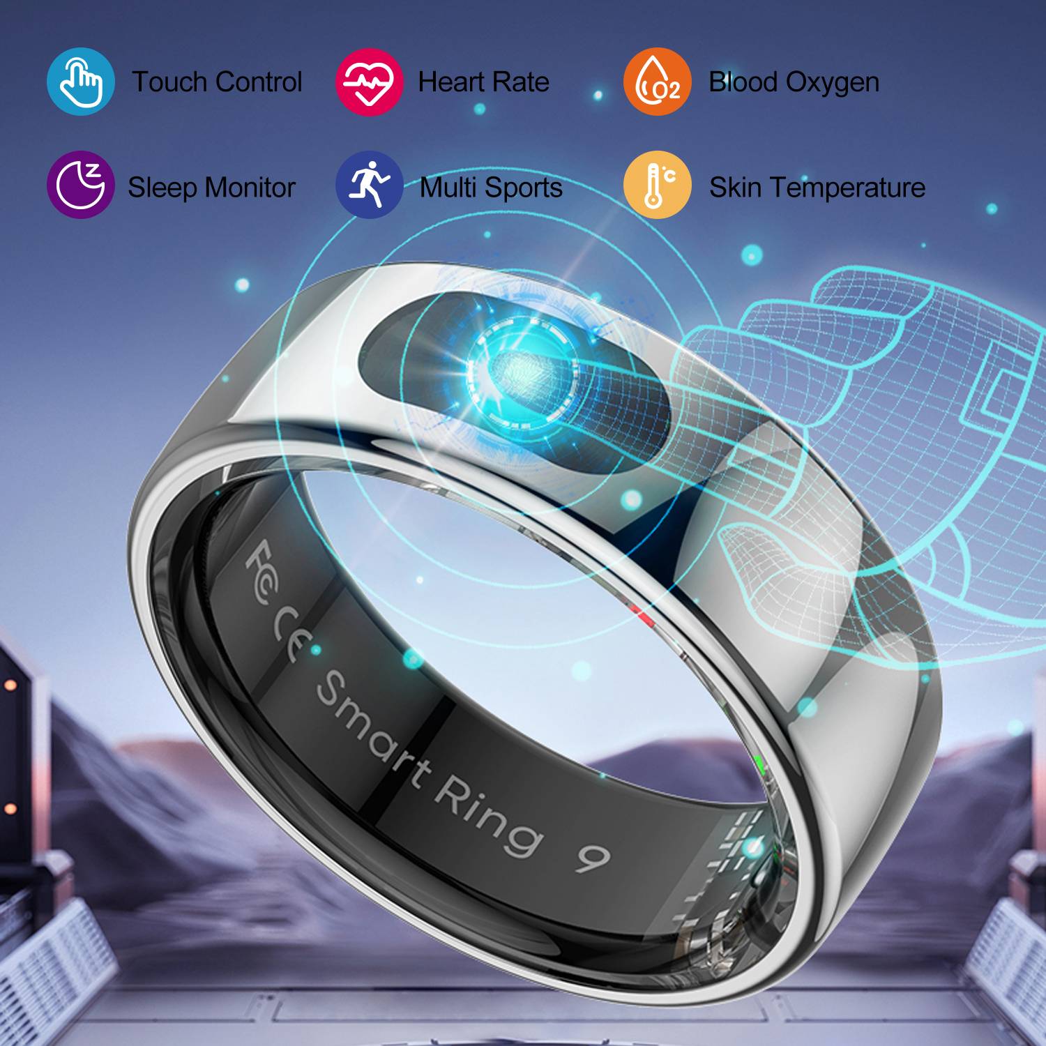 Uhoofit R08 Smart Ring Touch Control