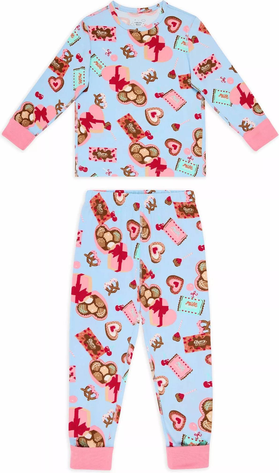 Blue Chocolate Box Print Long Pyjamas Set