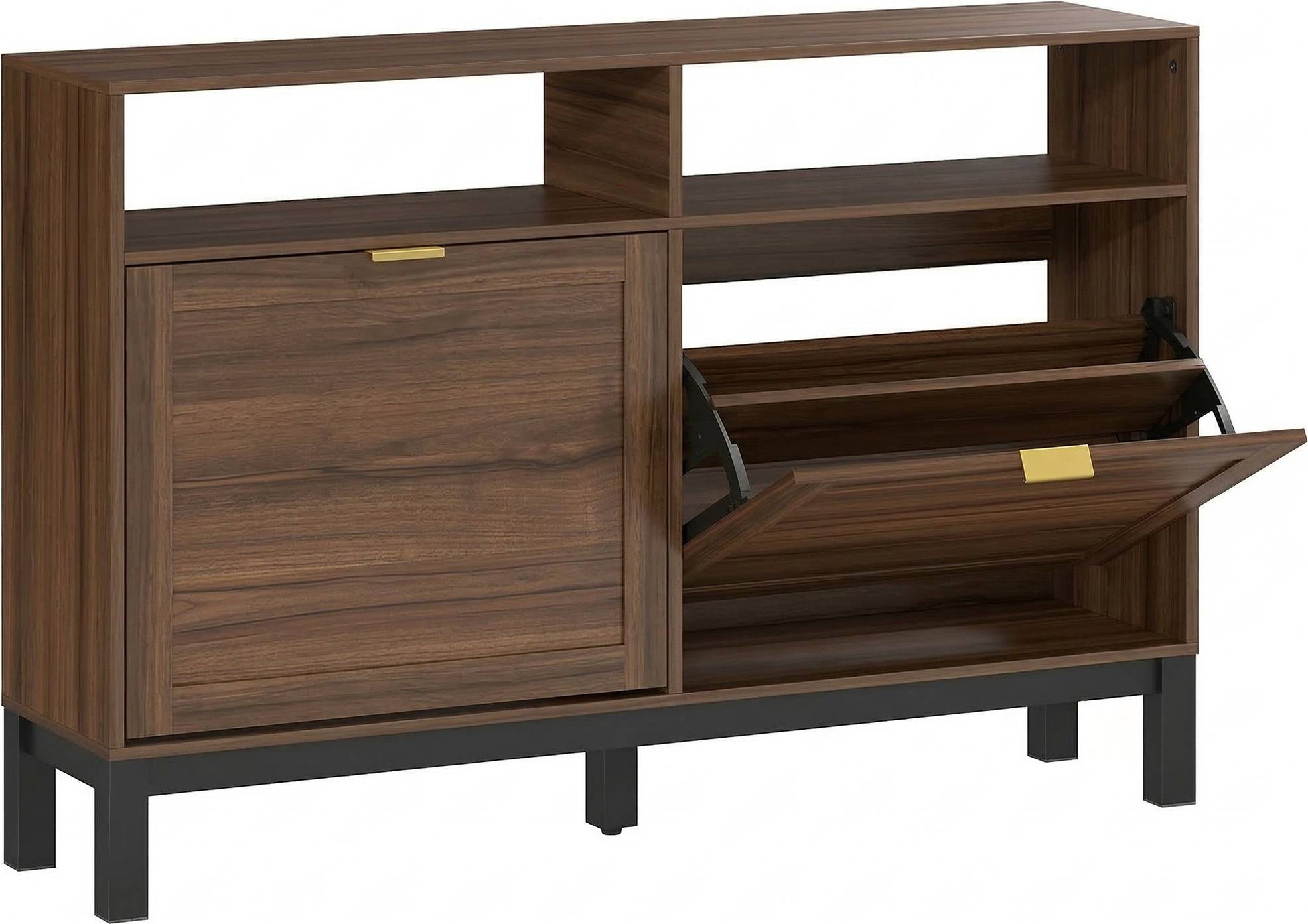 Homcom Narrow Cabinet With 2 Flip Drawers Shoe Rack