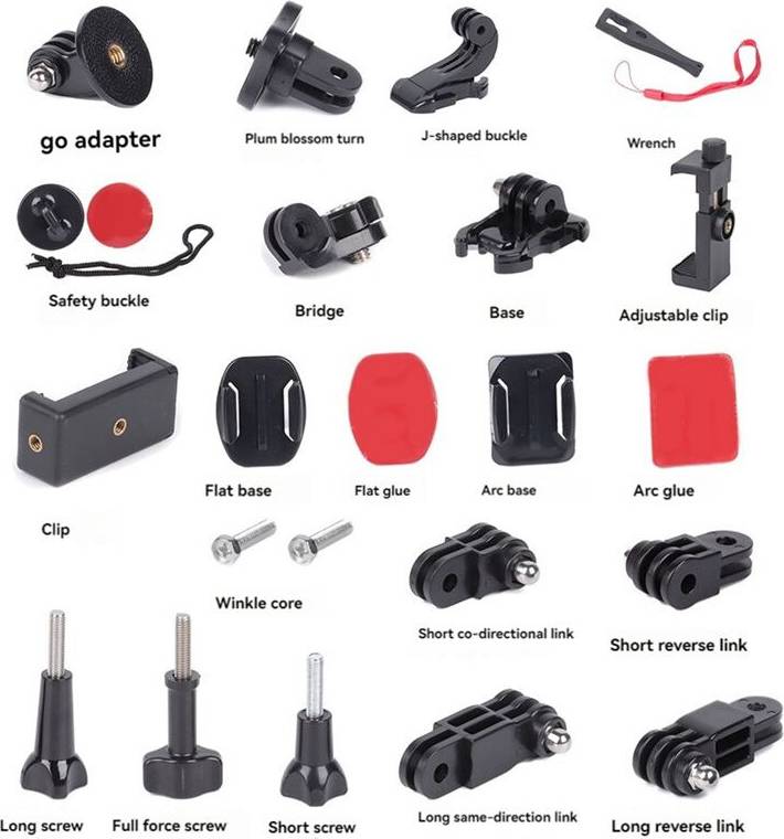 Spactz Accessories Kit Action Camera Adapter Fixing Bracket Extension Rod