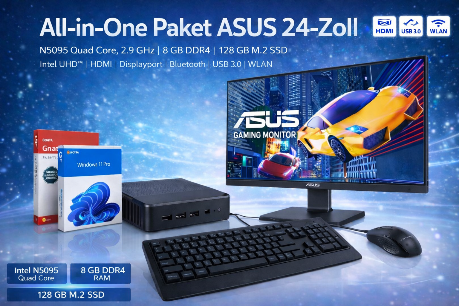Fujitsu All In One PC Set Intel N5095 8GB RAM 128GB SSD