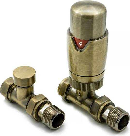 Reina Modal TRV Straight Radiator Valve Lockshield Bronze