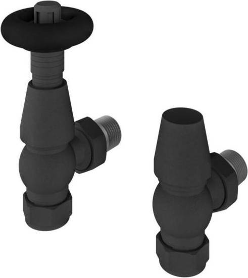 Traditional Anthracite Angled Thermostatic Radiator Valves