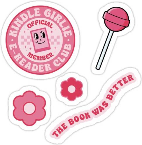 Kindle kids Redbubble Kindle Girlie E-reader Club Sticker Pack Raspberry Pink
