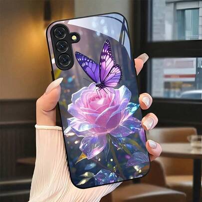 Pink roses Shein Pink Roses Tempered Glass Phone Case