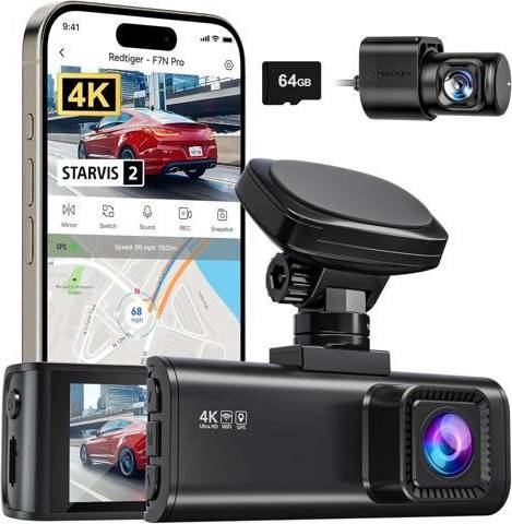 Dash camera front and rear Redtiger 4K Dash Cam Front Rear Starvis 2 Sensor