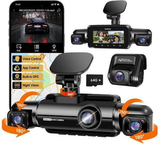 Dash cam 360° Dash Cam Front Rear Inside 4 Channel FHD