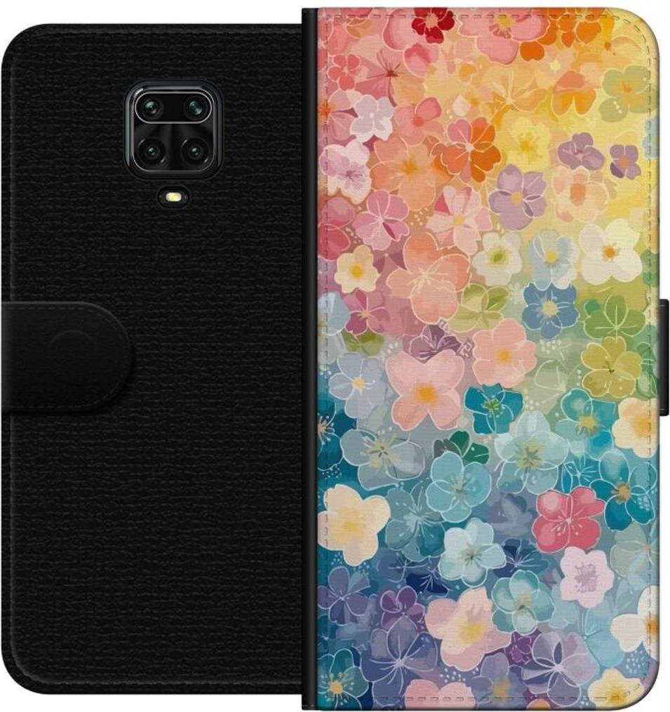 iSecrets Redmi Note 9S Tegnebogsetui Miniatyrblommor Sort