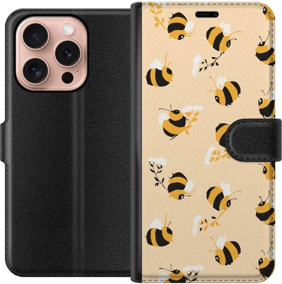 iSecrets iPhone 16 Pro Tegnebogsetui Humlor Sort