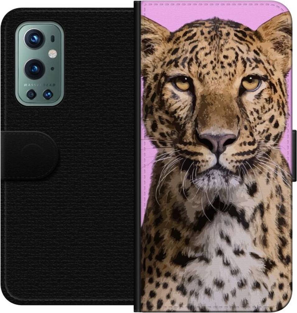iSecrets OnePlus 9 Pro Tegnebogsetui Leopard - Sort