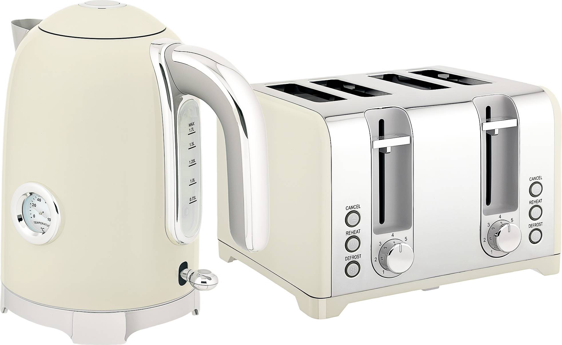 Homcom Retro 3000W Kettle Toaster Set Grey