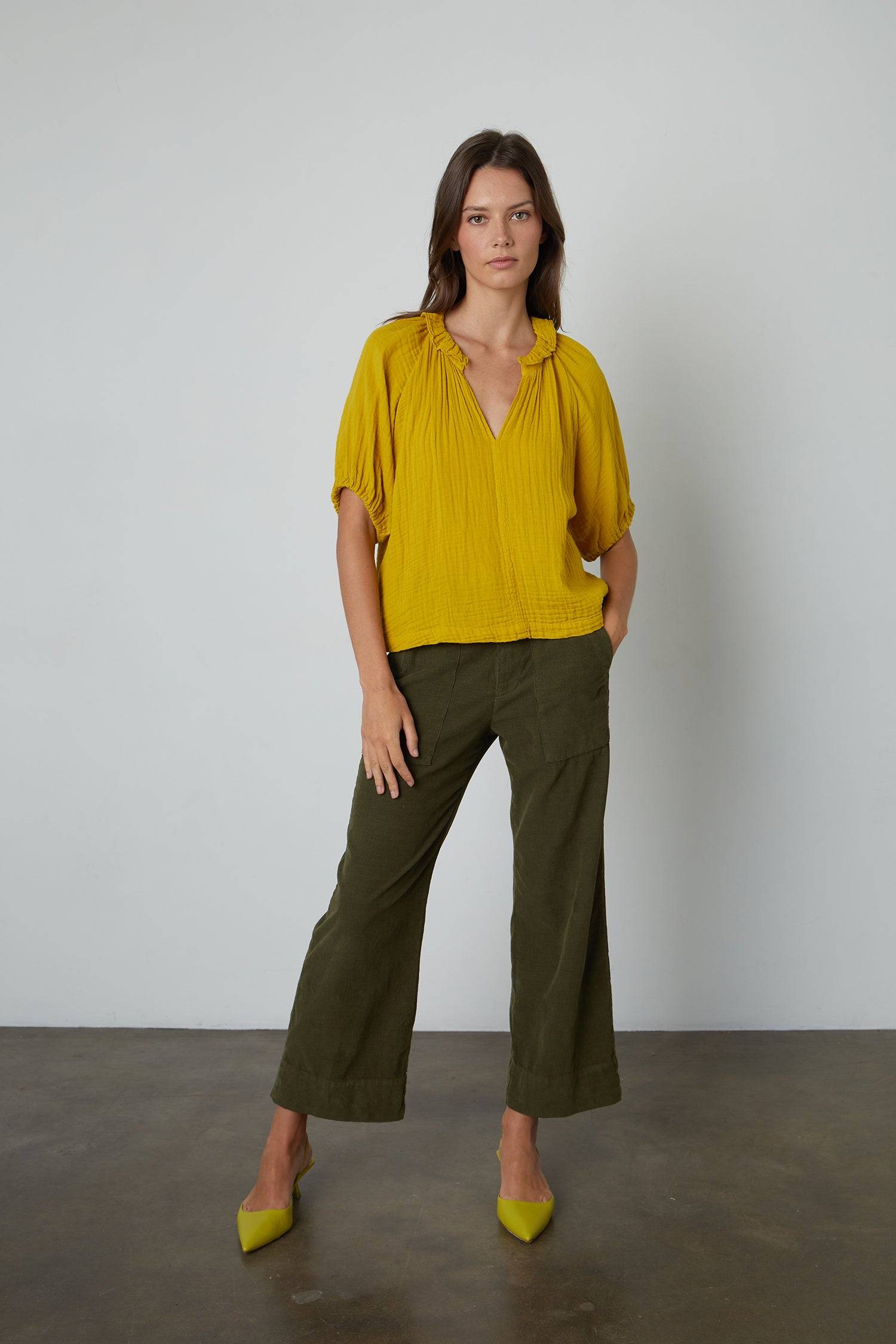 Tees Annette Gauze Ruffle Top - Yellow