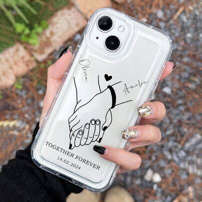 Shein Customized Couple Hand-In-Hand Design Phone Case