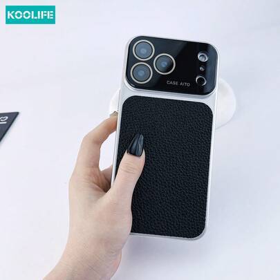Leather Texture Phone Case With Large Window