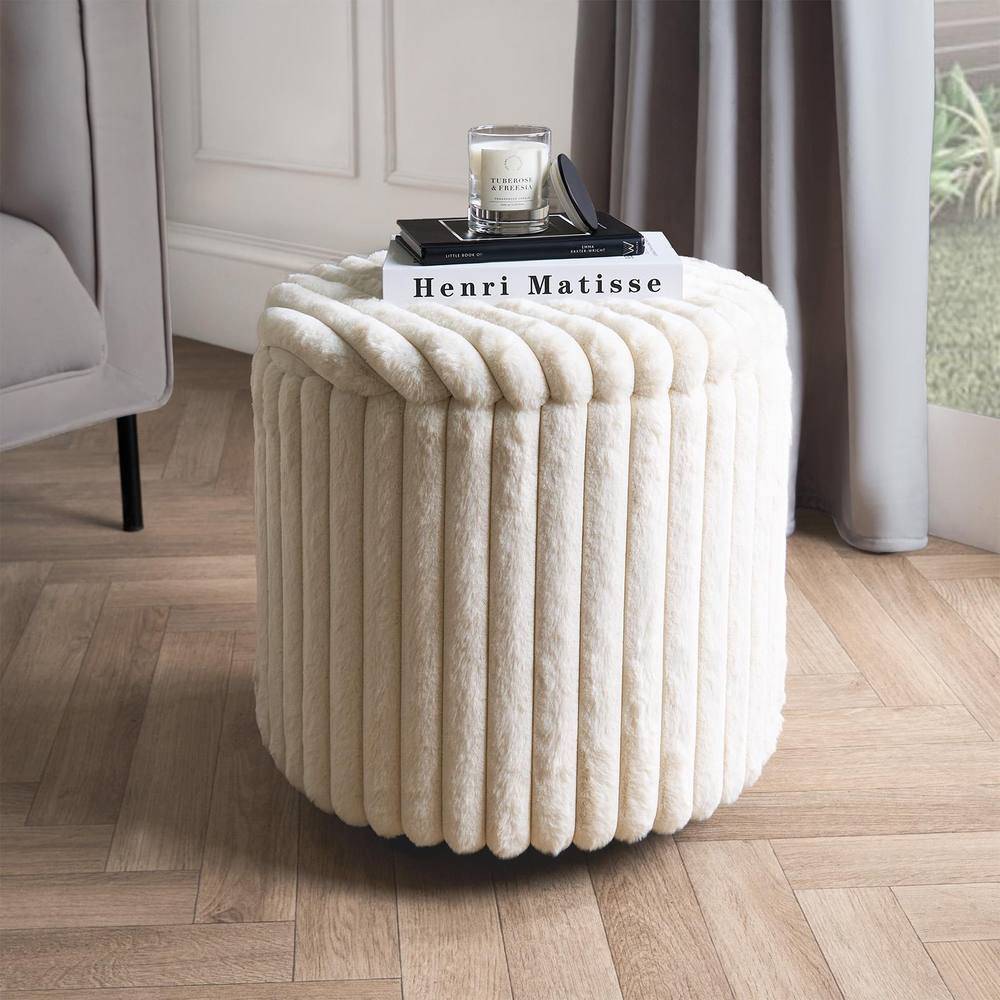 OHS Ribbed Faux Fur Ottoman Box Storage Bench