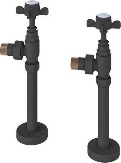 Solaro Traditional Anthracite Angled Radiator Valves 150mm Tails