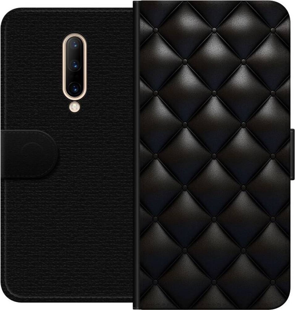 iSecrets OnePlus 7 Pro Tegnebogsetui Lyxiga Rutor - Sort