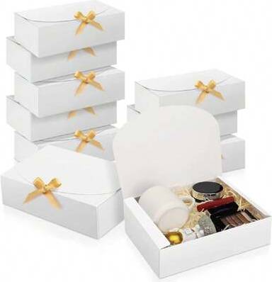 Gift boxes with lids Shein 10pcs White Gift Boxes With Lids Ribbons