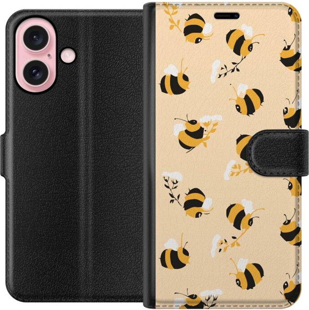 iSecrets iPhone 16 Sort Tegnebogsetui Humlor