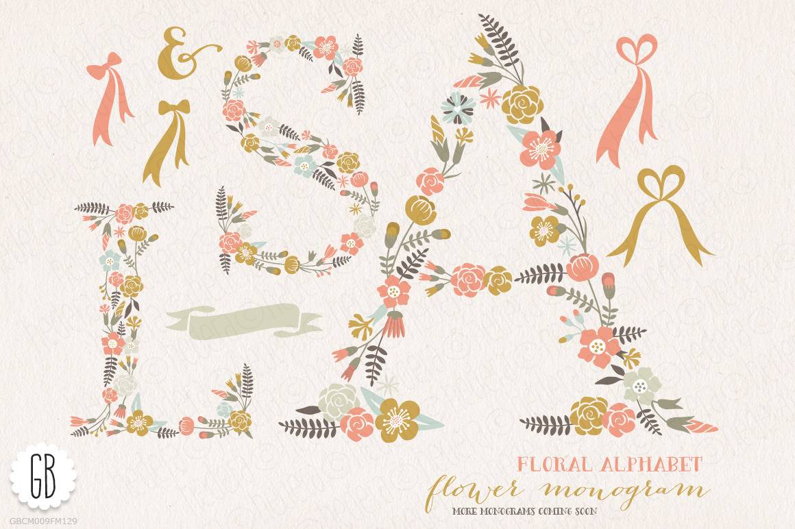 Flower Monogram Floral Letters Poster