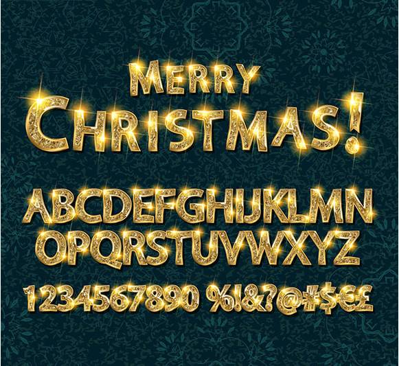 Golden Letters And Numbers